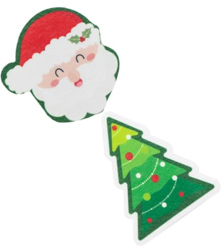 PRETYZOOM Cartoon-Weihnachts-Küchenschwämme Wiederverwendbar 2 Stück Weihnachtsbaum-Sabta-Claus-Spülschwamm Zum Geschirrspülen Robuster Scheuerschwamm Doppelseitige Geschirrtücher