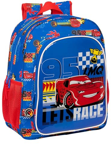 Safta CARS RACE READY Schulrucksack für Kinder, anpassbar an den Wagen, ideal für Kinder im Schulalter, bequem und vielseitig, Qualität und Widerstandsfähigkeit, 32 x 12 x 38 cm, Blau (Electric Blue),