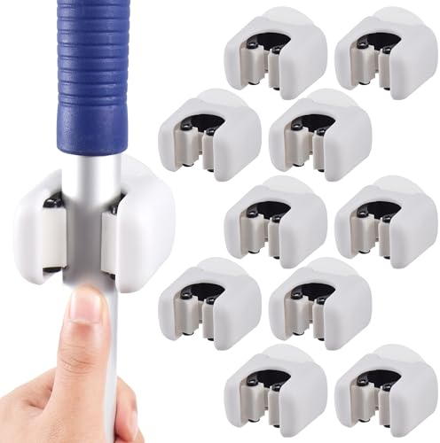 I3C Besenhalter Wandhalterung 10er Pack, Mophalter Klammer Organizer Hanger Rack für Wand, TBJBK-10
