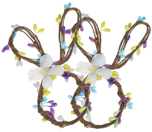 GLEAVI 2 Stück Osterhasen-Serviettenringe Rattan-Osterhasen-Serviettenring Kaninchen-Serviettenschnallen Gewebter Tier-Serviettenhalter Für Die Tischdekoration Auf Osterfeiertagen