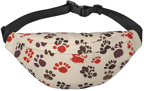 Bauchtasche mit Cartoon-Pfotenabdrucken, verstellbar, große Hüfttasche, Reisegürteltasche, Unisex, Bauchtasche, Schwarz , Einheitsgröße, Lässiger Tagesrucksack