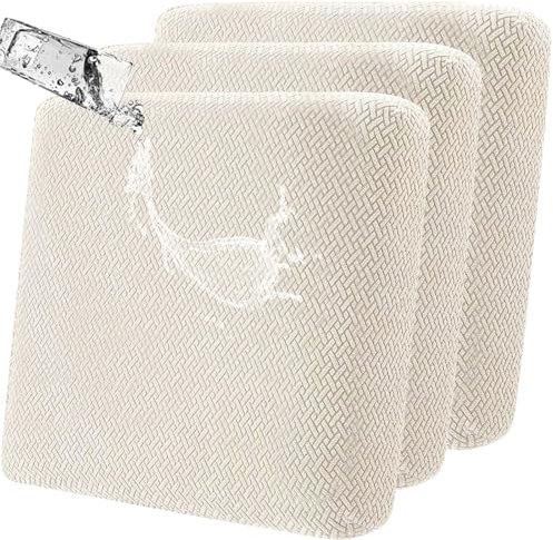 Stretch Sitzkissen Sofabezug rutschfest Sitzkissenbezüge: 3 Stück Moderne Couchkissenbezug Wasserabweisende Gartenkissen neueste Couchkissen Schonbezüge geeignet für Sessel, Sofasitzbezug (Beige)