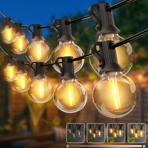 Led Lichterkette Außen 30M - 【Timing Dimmbar】 Outdoor Lichterkette Strom 100FT mit 41+3 G40 Glühbirnen Aussen Wasserdicht Warmweiß Retro Lichterkette Glühbirnen für Party Terrasse Gärten Patio
