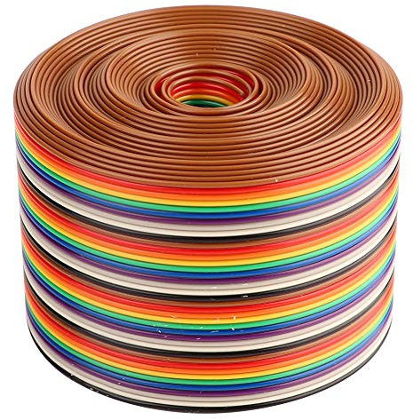 Breadboard Jumper Wires, 1.27mm Spacing Pitch Cable, 5.08cm Wire Width 40P Flat Ribbon Cable, Multicolored Ribbon Cables, Plastic Line Cable (3 meters long)