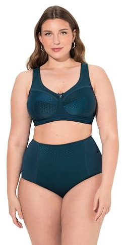 Ulla Popken Damen große Größen Übergrößen Plus Size Entlastungs-BH, Struktur, ohne Bügel, Cup C - H Dunkles Petrol 105H 801187755-105H