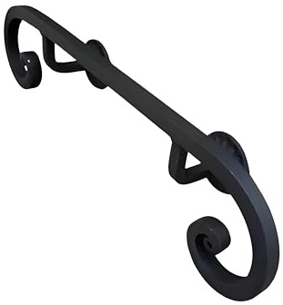 Corrimano in Ferro Battuto Modello Domus, Lunghezza 50-400 cm, Diametro 16 mm, Colore Nero Antracite, corrimano per scale, balconi, scale interne/esterne (Nero Antracite, 70 cm)