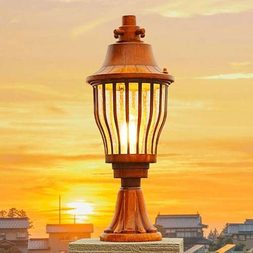 CSSYKV Lampadario da Esterno Vintage Lampada da Prato Lampione Stradale Patio con Recinzione in Legno Impermeabile IP54 Lanterna con Piedistallo A Colonna da 5,1 X 20 per Giardino con Il Supporto