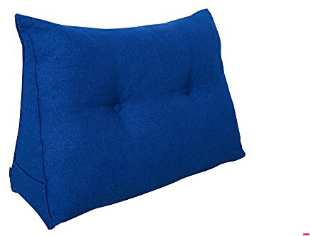 Pillows24 - Rückenkissen für Bett & Sofa mit abnehmbarem, waschbarem Bezug [ 200cm - Blau ] | Bequemes Keilkissen und Lesekissen fürs Bett | Großes Sofakissen für Rückenlehne und Sofa
