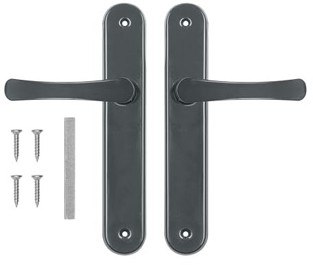 ADGO Maniglia per porta - maniglia per porta - set maniglie - maniglia per porta d'ingresso - set maniglie per porte interne - maniglie per porte - set piastre lunghe - grigio - alluminio