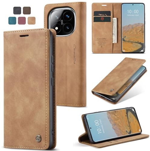 owlhold Coque Xiaomi Redmi Note 14 Pro 5G Housse Redmi Note 14 Pro Plus[Pas pour 4G] Housse en Cuir PU Premium Fentes Cartes Etui Pochette Portefeuille avec Fonction Rabat Xiaomi Poco X7 5G -Brun