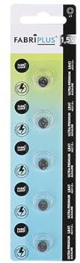 Batteria bottone alcalina LR41/LR1130 1,5 V, dimensioni 20 x 15 x 0,8 cm, ideale per orologi, giocattoli e piccoli dispositivi.