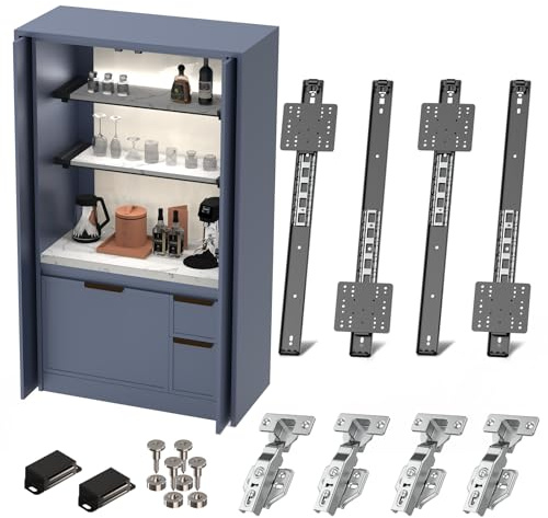 Kit de bisagras deslizantes para puerta de armario de 24 pulgadas, 4 piezas para aplicación insertada, guías de puerta de bolsillo pivotante para armario con bisagras, correderas de puerta corredera