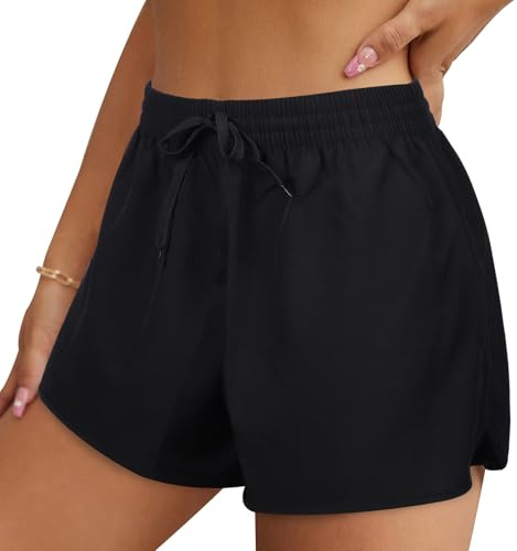 Risipu Women Running Shorts Sport Short Quick Dry Lightweight Athletic Gym Workout Shorts (XXL, Black)