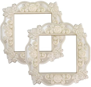 DWUENT 2Pcs Light Switch Surround Cover Plates, Matte White with Embossed Rose Design, 8.6x8.6cm Plastic Switch Covers for Living Room, Office, Home Decor