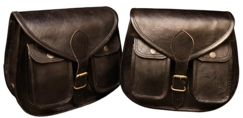 american blue Motorrad-Satteltaschen, Fahrrad-Seitentasche, Fahrrad-Werkzeugtasche | Satteltaschen | Motorradtaschen | Fahrradsatteltasche | Ledertasche (2 Taschen) (2 Pocket Black)