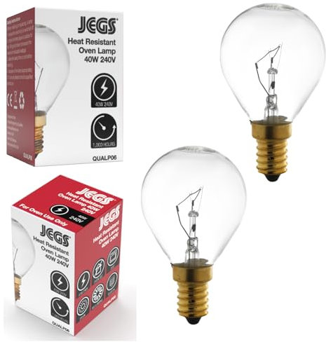 Masterpart Heat Resistant 40W Oven Lamp 240V SES E14 Small Screw Cap 300° Cooker Light Bulb Lamp Pack of 2 Compatible with AEG, Bosch, Siemens, Neff, Hotpoint Cookers & Ovens
