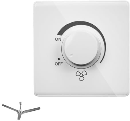 Variateur De Lumiere,86 Type 220V 10A Blanc Interrupteur Mural pour Ventilateur De Plafond Contrôleur De Vitesse En Switch Continu Vitesses Intensité Avec Arret Ventilateurs À Gradation Interrupteurs