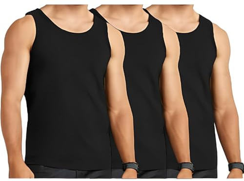 Molten Creek® 6X Pack Mens Vests Classic Sports 100% Cotton Tank Tops Summer Training Gym Sports Sleeveless Casual Undershirts S-2XL (UK, Alpha, 4XL, Regular, Regular, Black)