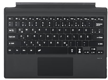 Seagtigau Tastiera per Microsoft Surface Pro 7+ / Pro 7 / Pro 6 / Pro 5 / Pro 4 / Pro 3 12.3 pollici, Bluetooth Type Cover con Trackpad, QWERTZ Tedesco Layout (Nero senza retroilluminazione)