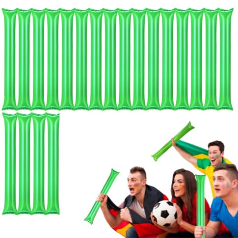 SGERUFZ Packung mit 20 Stück Bam Bam inflatable stick set für fußball party, musikparty, Geburtstagsfeier. krachmacher spiel beifall luftballons. (10 Paare) (Grün)