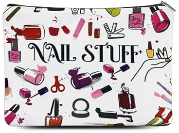 Nail Stuff Manicure Organiser Bag for Women Nail Polish Tool Accessories Organiser Pouch for Manicurist DIY Nails Art Storage Bag for Girls Portable Travel Manicure Canvas Makeup Bags
