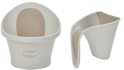 Shnuggle ECO Newborn Baby Bath and ECO Washy Rinsing Jug Bundle | The Perfect Baby Bath Partnership | Newborn Support and Rinse jug | Cookies & Cream