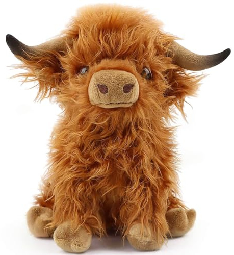 JhavexToy Hochlandkuh Plüschtier Realistischer, Hochlandrind Kuh Kuscheltier - Kuh Stofftier Weiches Kuscheltier als Schottland-Kuh & Dekofigur Spielen Süße für Kinder Geschenke 25cm