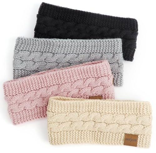 DRESHOW Femmes Chaud Tricoté Bandeau Hiver Oreille Plus Chaud Crochet Tête Enveloppe épais Polaire Doublure Cheveux Bandes