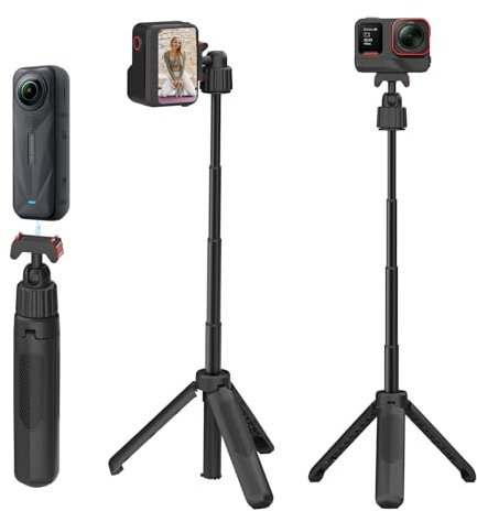 NEOSOU Soporte de trípode para selfie de 40 cm para accesorios Insta360 Ace Pro 2 Insta 360 X5, mini barra de extensión magnética de liberación rápida, mango corto, monopié extendido para accesorio
