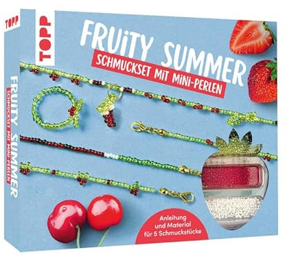 Fruity Summer - Schmuckset mit Mini-Perlen: Anleitung, 1500 Glasperlen (2 mm), Schmuckzubehör, Nylonfaden, Perlennadel (Schmucksets)