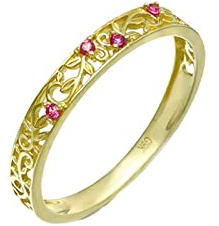 Grewod Ring 585 Gold Damen Ranken mit Rund Korund Hochzeitsringe Eheringe Verlobungsring Schmuck Größe 57 (18.1)