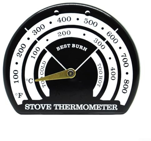 Magnetisches Thermometer für Öfen und Holzbrenner mit klarer Temperaturskala und hochhitzebeständigen Tinten (schwarz)