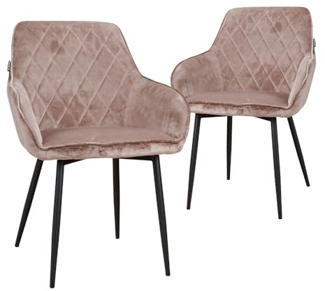 AVISSIMO Danira Esszimmerstuhl, Industrial-Look, Stoff-Sitzschale, Metallgestell, modern & bequem, passend für Esszimmer & Wohnzimmer, beige (2er Set)