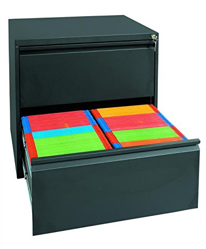 Büro Hängeregistratur Schrank schwarz 70x76x62cm für DIN A4 Hängemappen | komplett montiert, Bürocontainer, mit 2 Schüben, doppelbahnig, 561229
