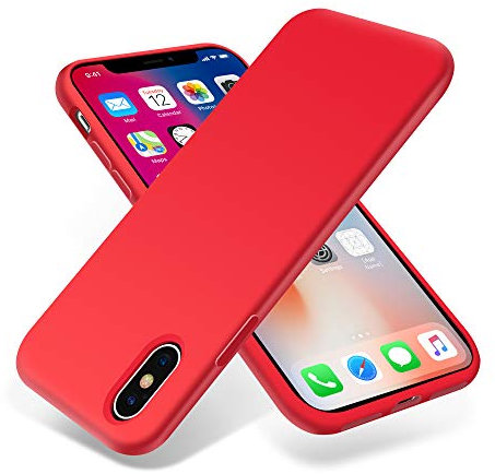 OTOFLY Liquid Silicone Gel Rubber Full Body Protection Shockproof Case for iPhone Xs/iPhone X，Anti-Scratch&Fingerprint Basic-Cases，Compatible with iPhone X/iPhone Xs 5.8 inch (2018),Red