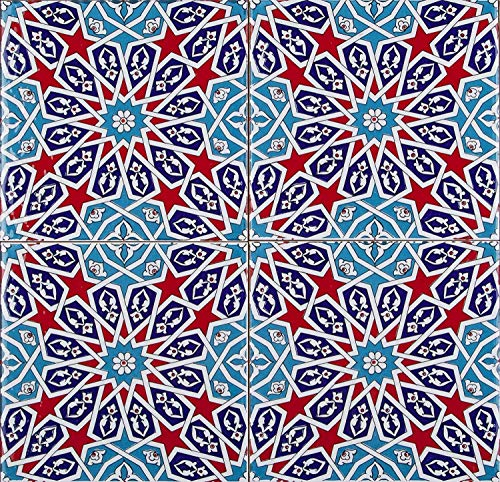 Cerames Asli- Keramische Wandfliesen für Bad und Küche im Mosaikstil - 1 Packung mit 12 dekorativen Fliesen (0,48m2) aus der Türkei - 20x20 cm - Ideal für Rückwand Küche oder Wandfliesen Bad