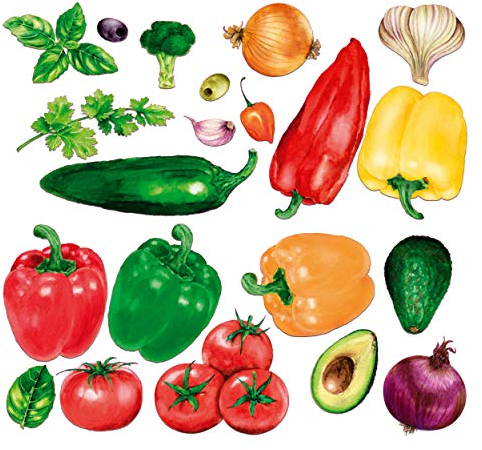 Sunnywall Wandtattoo Aufkleber Wandsticker Küche Genuss - 21 Gemüsesticker Vegetables Watercolor Motive