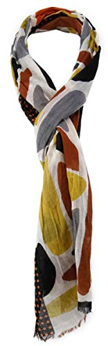 TigerTie Schal in braun orange senfgelb schwarz grau weiss gemustert Gr. 180 x 50 cm