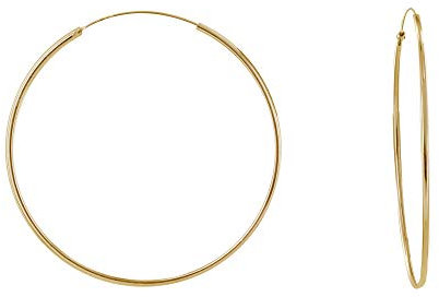 LES POULETTES BIJOUX - Boucles d'Oreilles Plaqué Or Fines Créoles 5cm