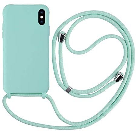 MEVIS Schutzhülle kompatibel mit iPhone X/XS, Halskette für Handyhülle, schmal, stoßfest, verstellbar, Hellgrün
