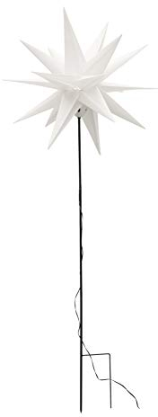Bonetti 3D Leuchtstern inkl. warm-weißer LED Beleuchtung | für Innen und Außen geeignet | hängend | 7,5 m Zuleitung (weiß, ca. 57x44x48 cm mit Erdspieß (Netzstecker))