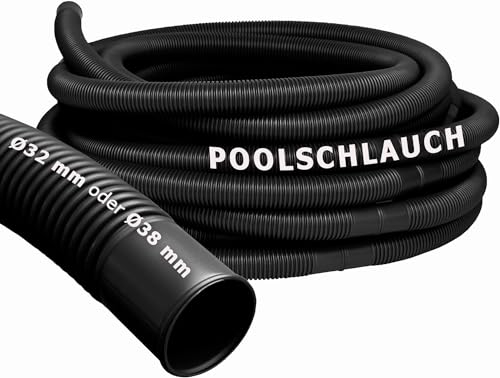 Pondlife Solarschlauch, spezieller Schlauch für wärmeres Wasser in Pool & Schwimmbad (schwarz), Ø 38 mm, Länge 12 m, umweltfreundliche Poolheizung