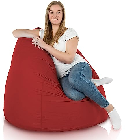 Italpouf Sitzsack XXL, Riesensitzsack, Sitzkissen, Indoor & Outdoor, Große, Sessel für Kinder und Erwachsene, EPS Perlen Füllung, Abnehmbarer Bezug, Wasserdicht, Zertifiziert, Rot