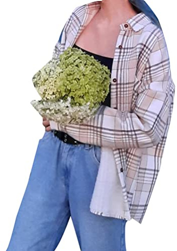 Minetom Chemises Femme Automne Hiver Blouses à Carreaux Manches Longues Flanelle Chemise Chaud Velours Veste Manteau
