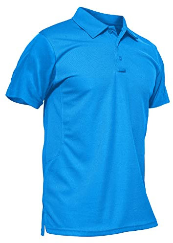 KEFITEVD Golf Shirt Herren Kurzarm Poloshirt Herren Outdoor Funktionsshirt Quick Dry Atmungsaktiv Sommer Tshirt Azur XL