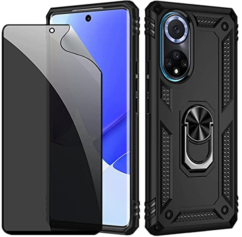 CLYDITE Funda para Honor 50/Huawei Nova 9 Carcasa Negro con Protector de Pantalla de Privacidad, Anti Espía Cristal Templado