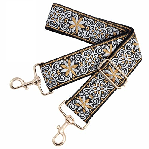 Handtaschengurt, 2 breiter Schultergurt verstellbarer Ersatz, Multi-Muster Crossbody Canvas Tasche Handtasche Gürtel für Unisex Handtasche, Crossbody Taschen, Schultertaschen (gelbe Blume)