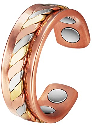 EnerCoppeX 3500 Gauss Magnetic Arthritis Kupfer Ring, 99.99 Pure Kupfer Magnetic Therapie Gesundheitsschmuck, 4 Magnete lindern effektiv Gelenkschmerzen, verbessern Blutzirkulation und Müdigkeit