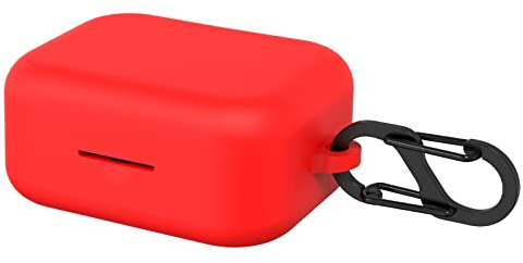 Geekria Silikon-Schutzhülle, kompatibel mit Bang & Olufsen Beoplay EX True Wireless Earbuds, Kopfhörer-Schutzhülle, Schutzhülle mit Schlüsselanhängerhaken, Ladeanschluss zugänglich (rot)