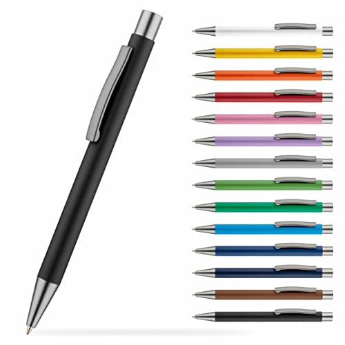 #teamludorf OMEGA Metall Kugelschreiber mit gummierter Oberfläche - Stift in 14 Farben erhältlich - hochwertig und stabil (Schwarz, 50)